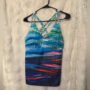 Colorful Striped Women's Swim Top
